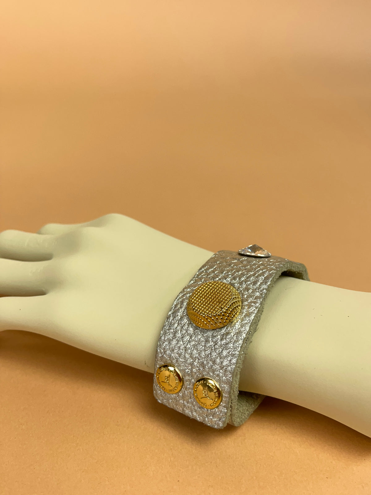 Metallic Leather Cuff Bangle - Made in Korea