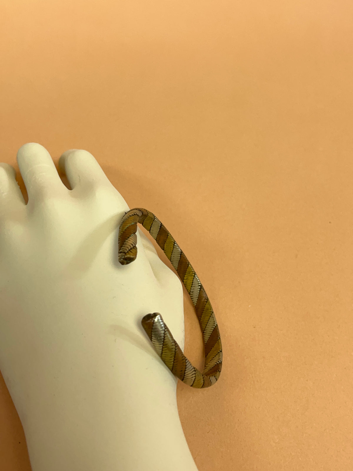 1970's Two Tone Twisted Cuff Bangle Bracelet