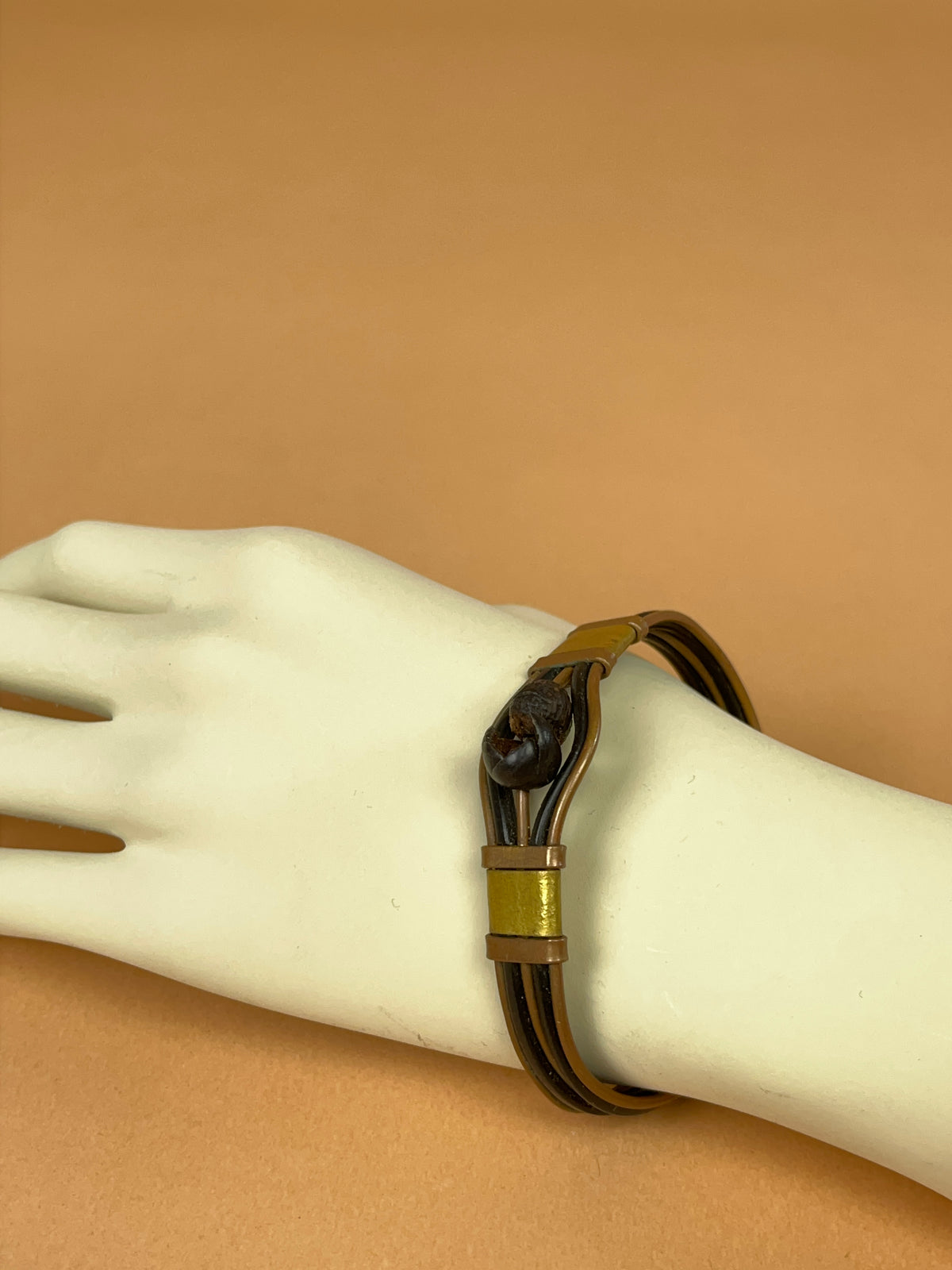 1970's Mixed Tone Metal/Beaded Cuff Bangle