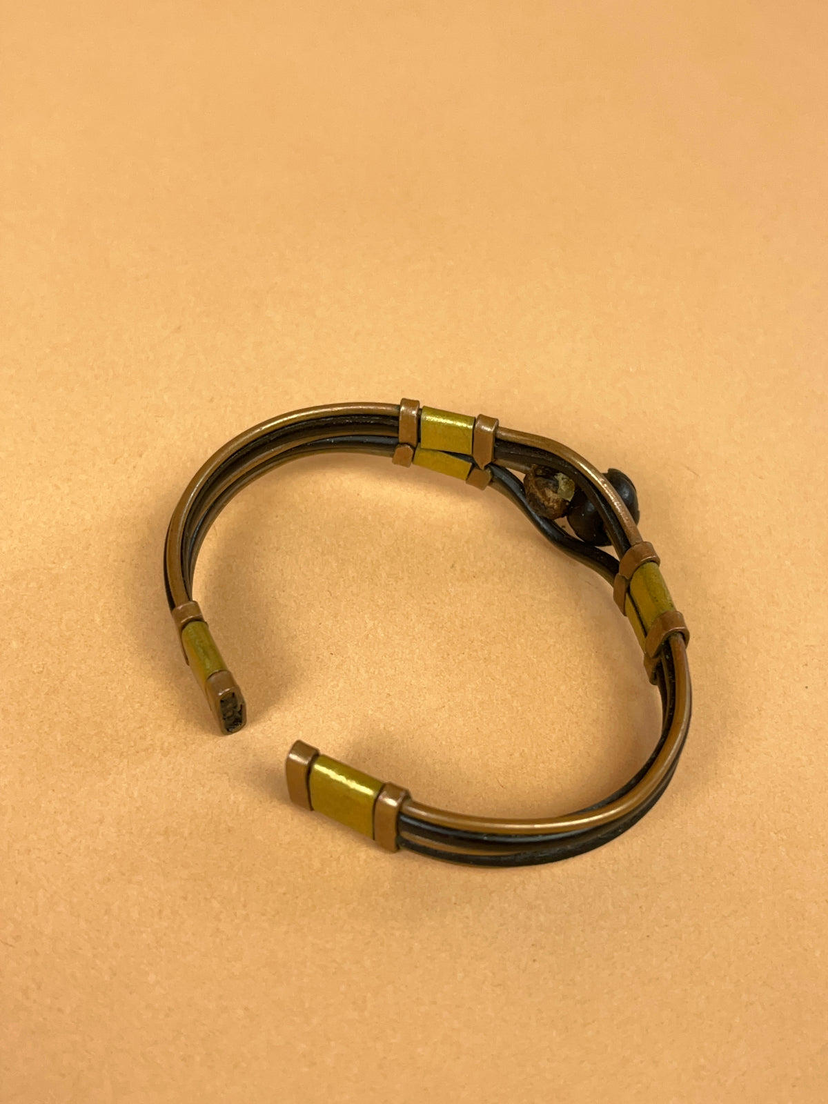1970's Mixed Tone Metal/Beaded Cuff Bangle
