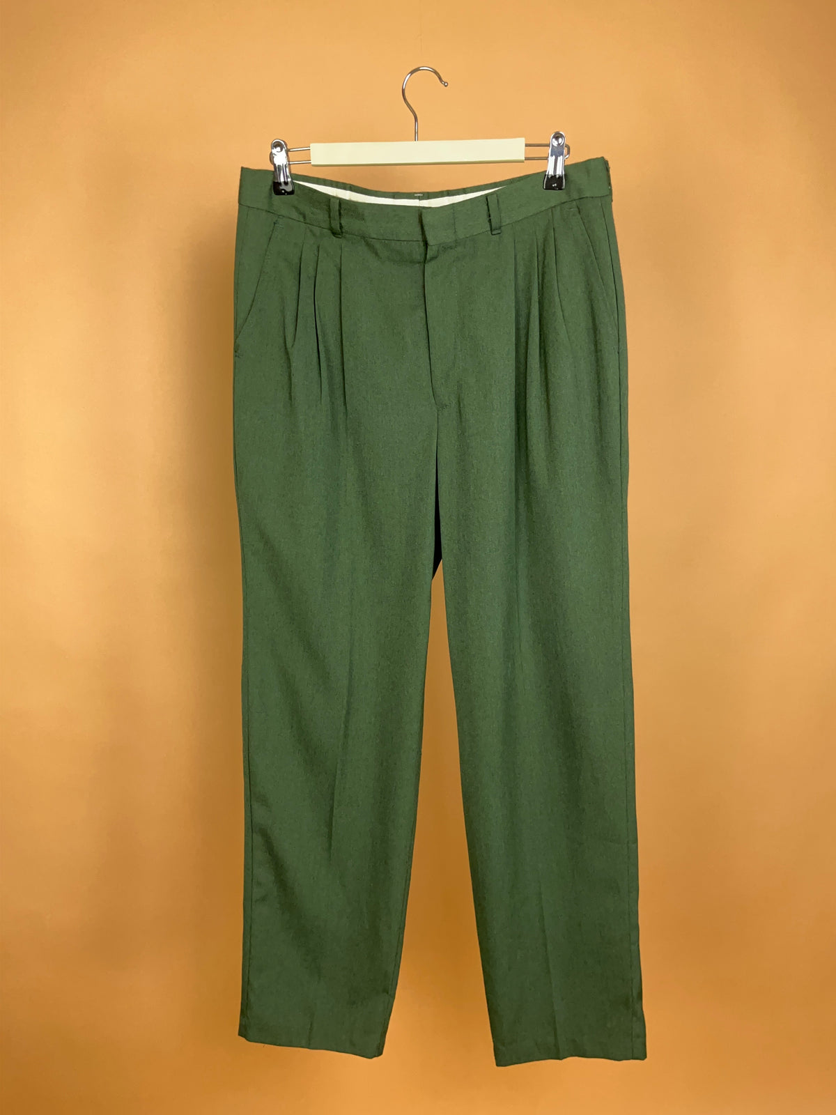 1980s Forest Green Double Pleat Trousers - Made in USA - 33"