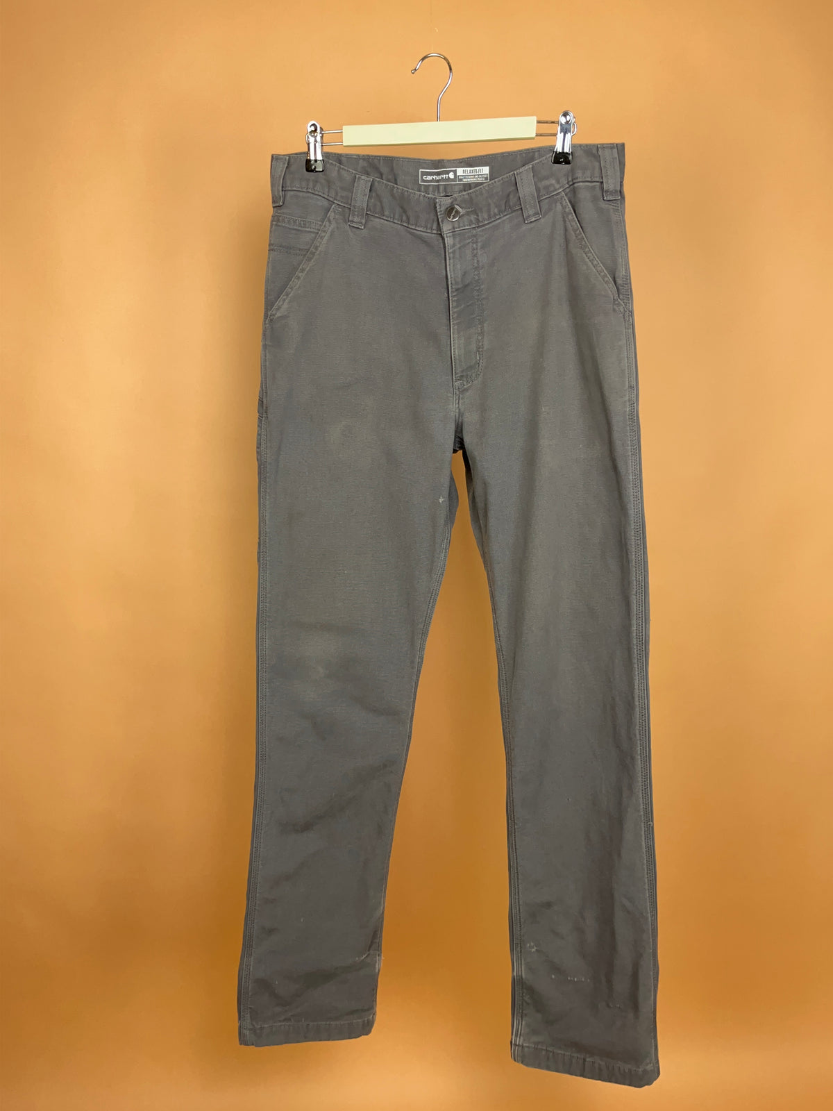 Carhartt grey fleece-lined carpenter trousers with hammer loop — Arkive Vintage