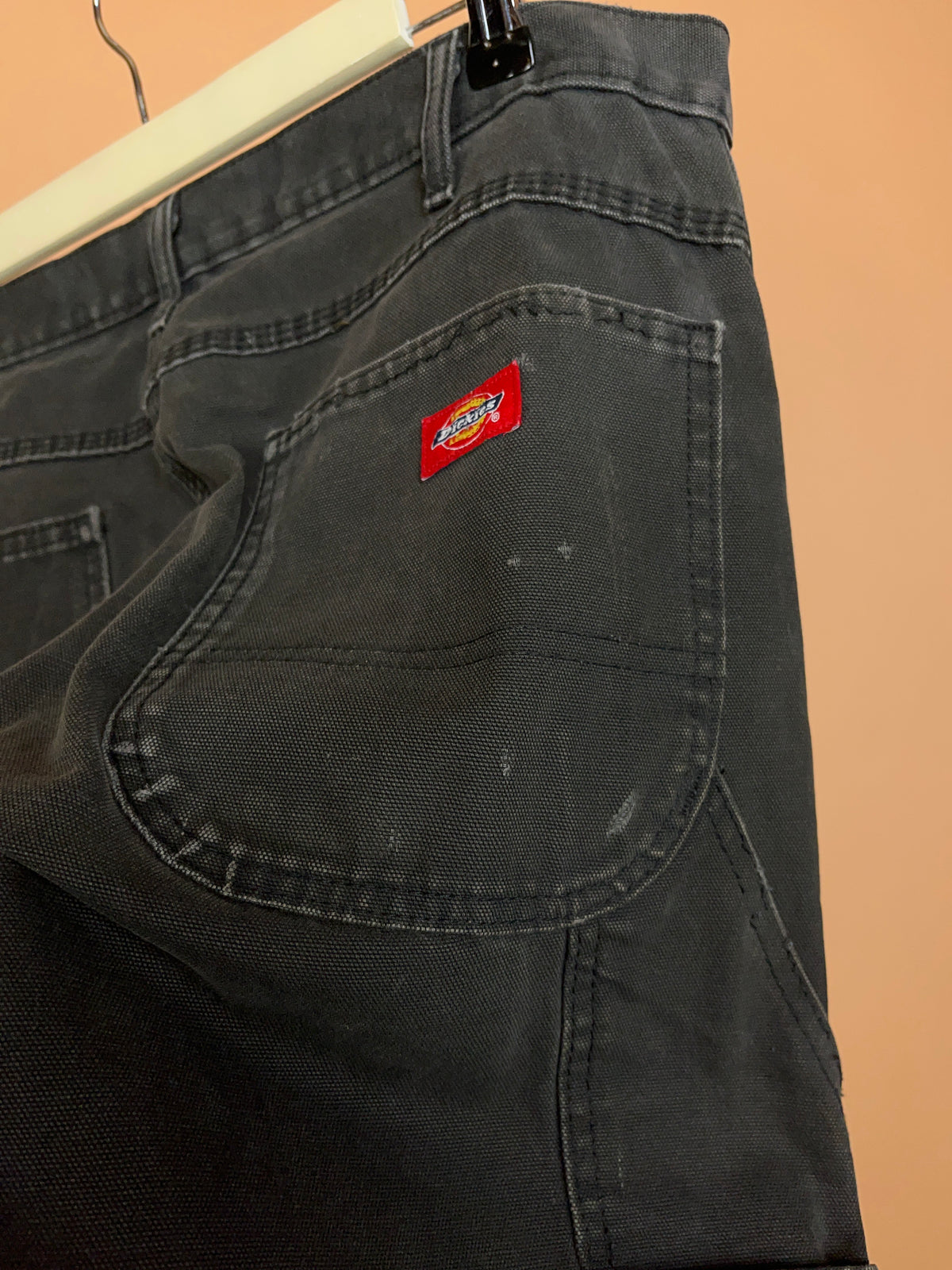 Dickies black distressed canvas carpenter jeans, straight leg — Arkive Vintage
