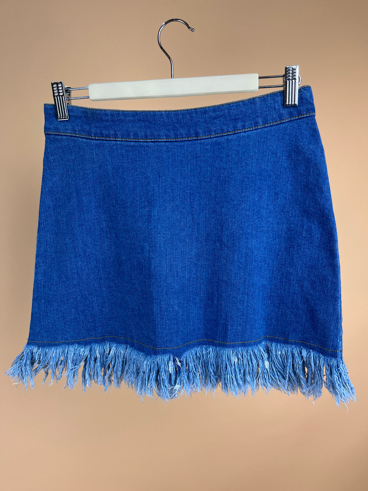 Y2K Denim Frayed Mini Skirt - 8