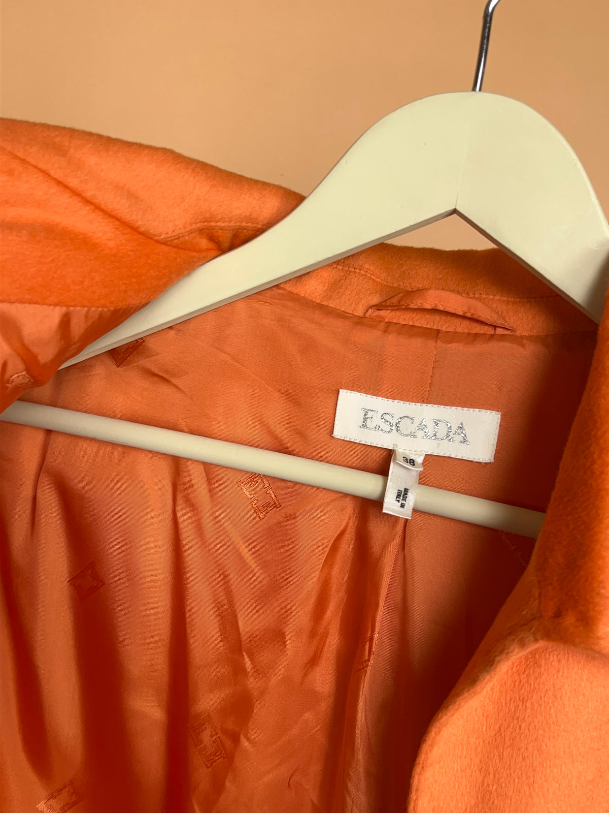 1990's Escada Margaretha Ley Persimmon Orange Rabbit Angora Jacket - M