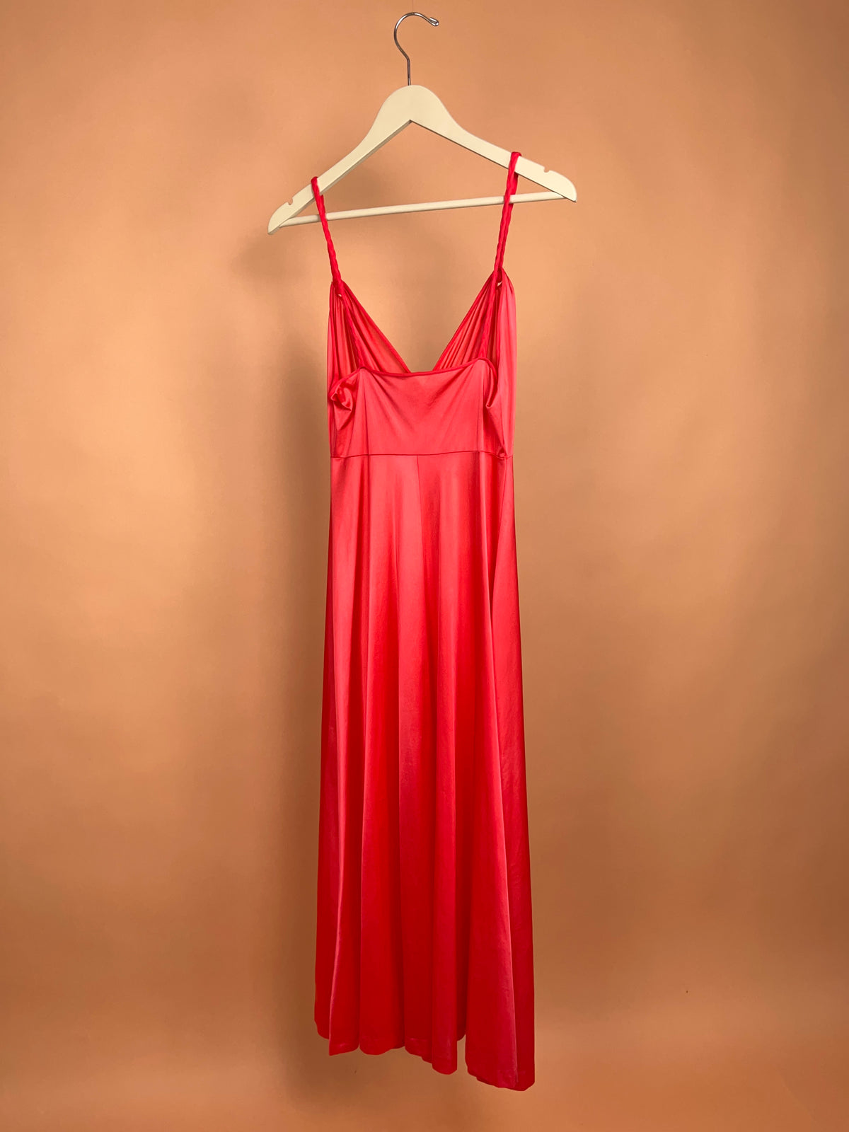 1970's Henson Kickernick Coral Satin Slip Nightgown - S