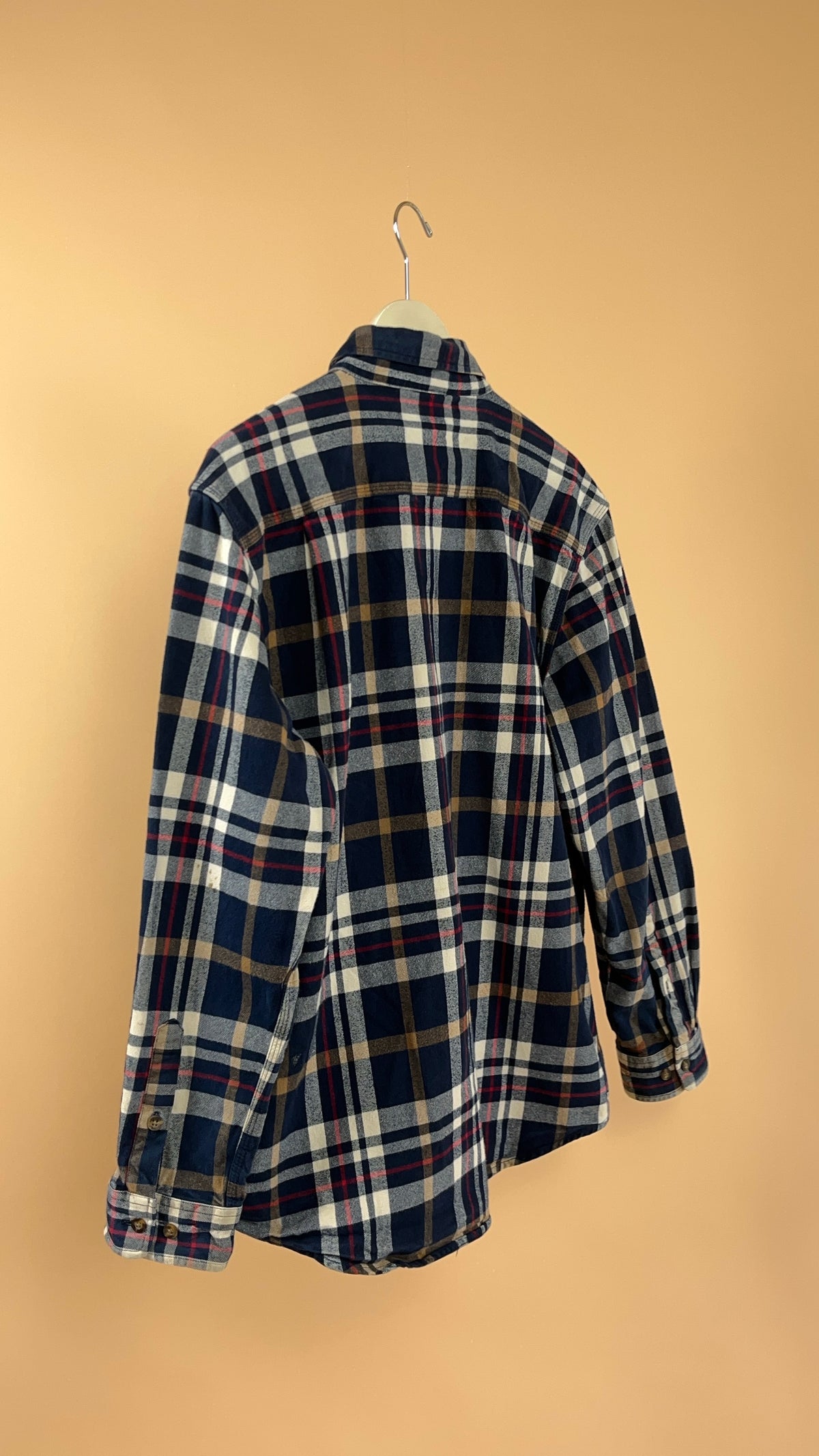 Carhartt Cream Tan & Red Plaid Button-Up Shirt - L