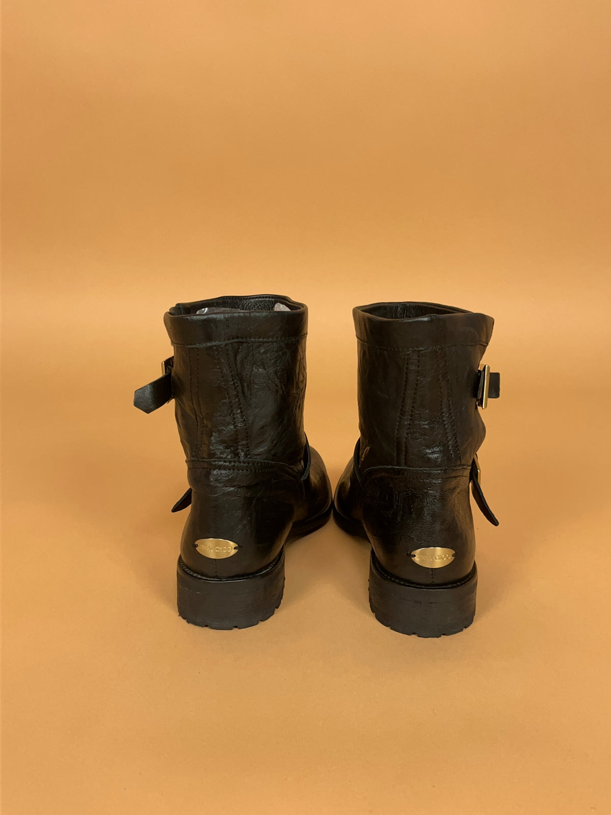 Jimmy Choo Black Leather Buckle Ankle Boots - AU 7 Womens