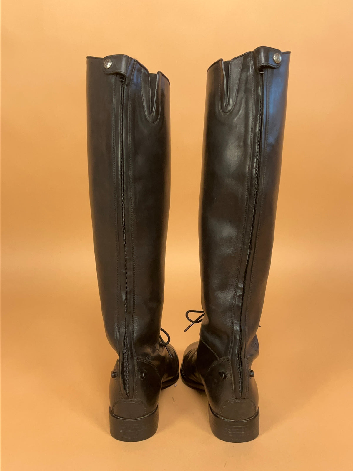 Ariat black leather over-the-knee dressage field riding boots, cap toe — Arkive Vintage