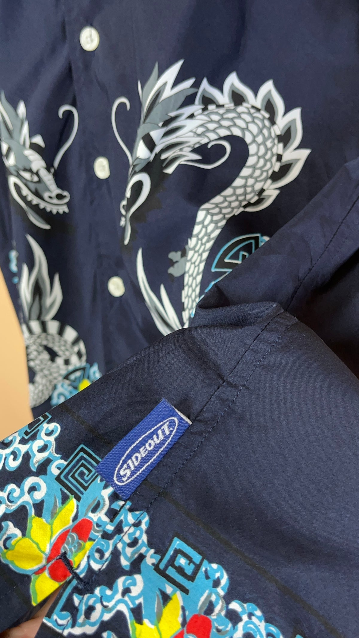 Y2K Dark Blue Dragon Shirt - L — Arkive Vintage