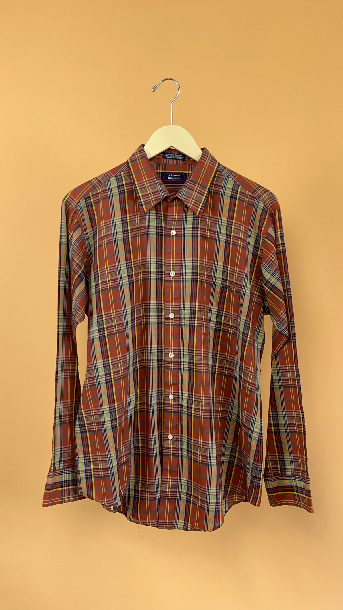 1970s Plaid Long Sleeve Shirt - M
