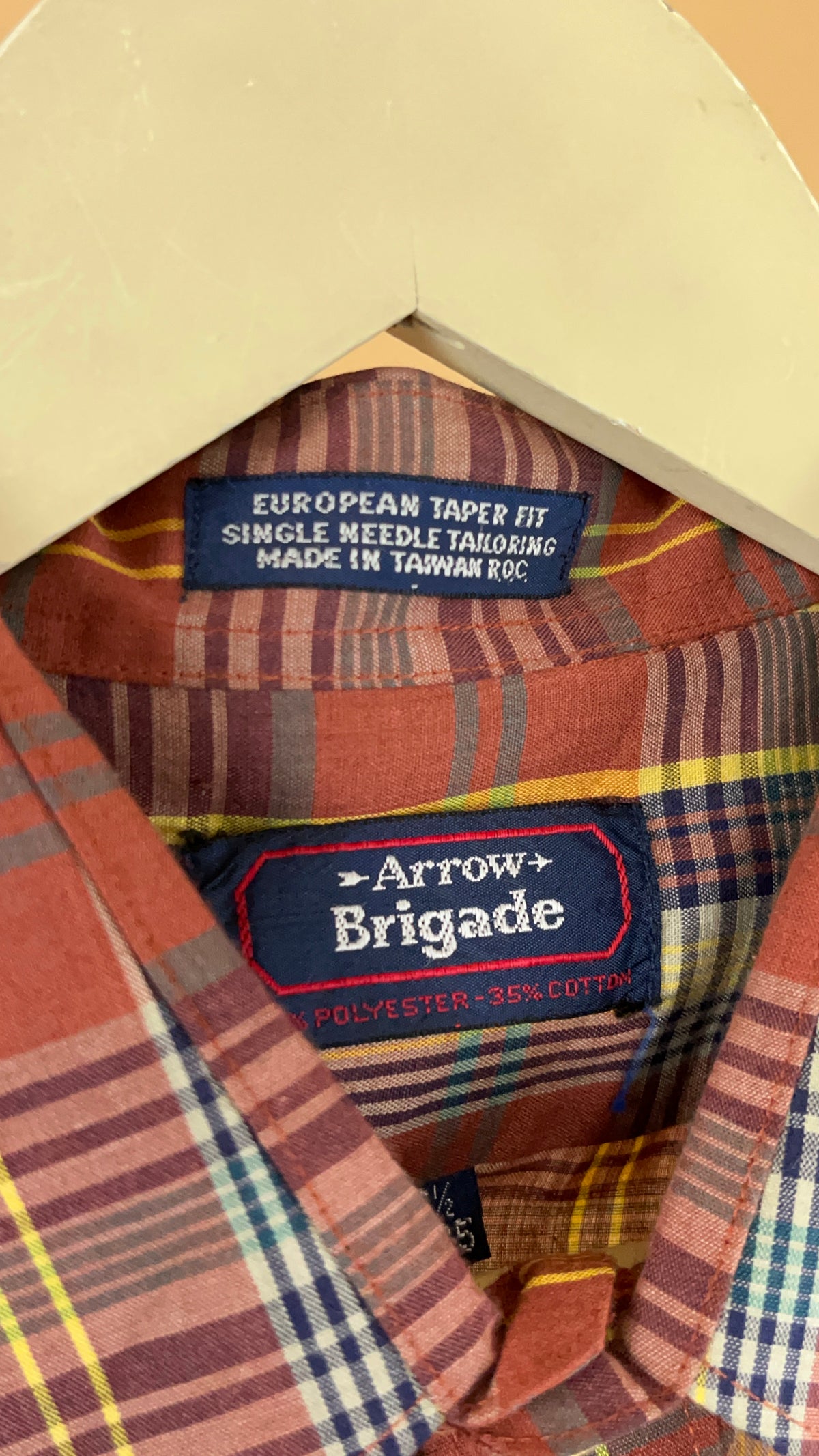 1970s plaid long sleeve button-up shirt with pointed collar — Arkive Vintage