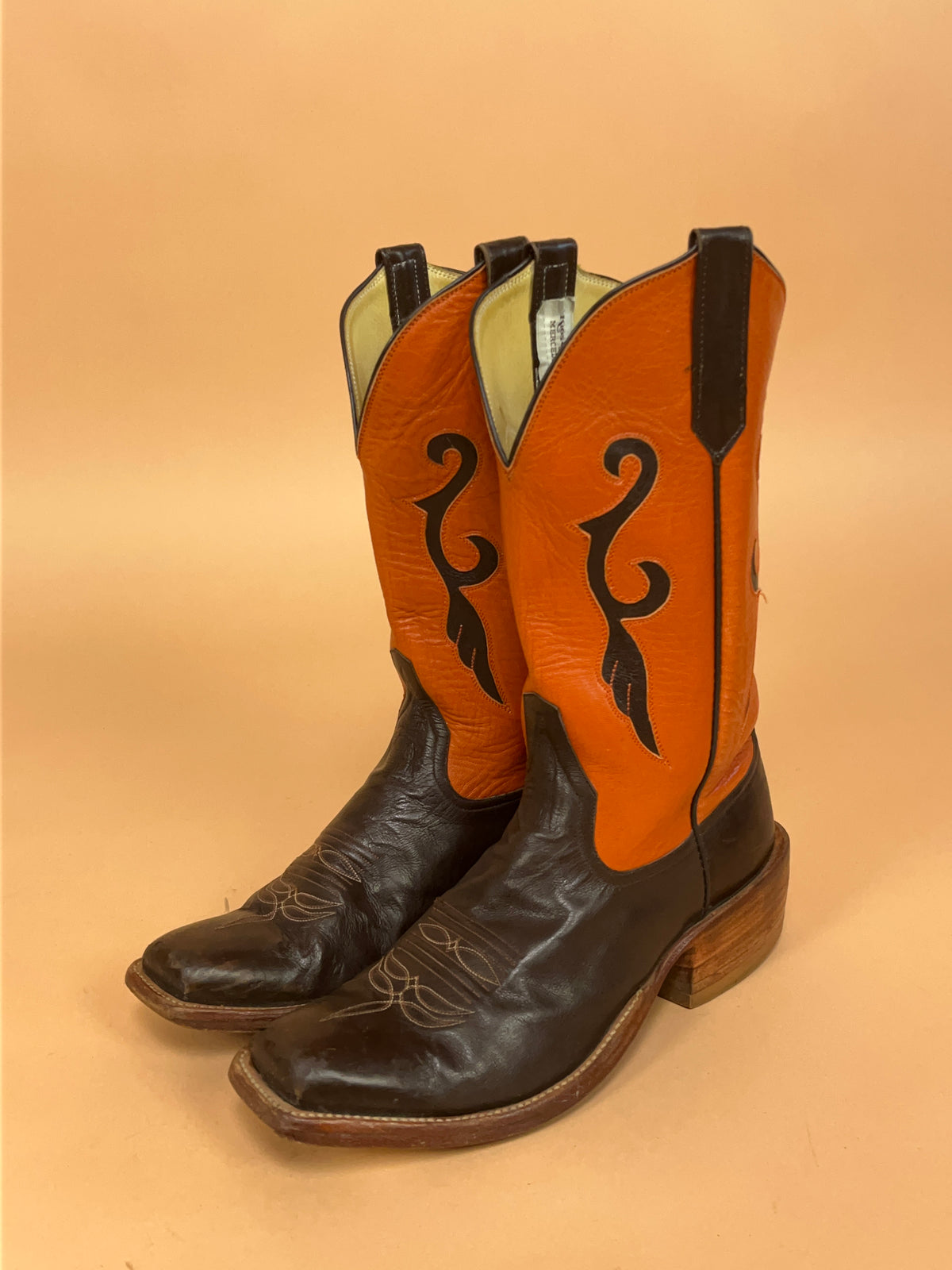 Vintage Rios Of Mercedes Burnt Orange & Brown Leather Western Boots - AU 7.5 Womens