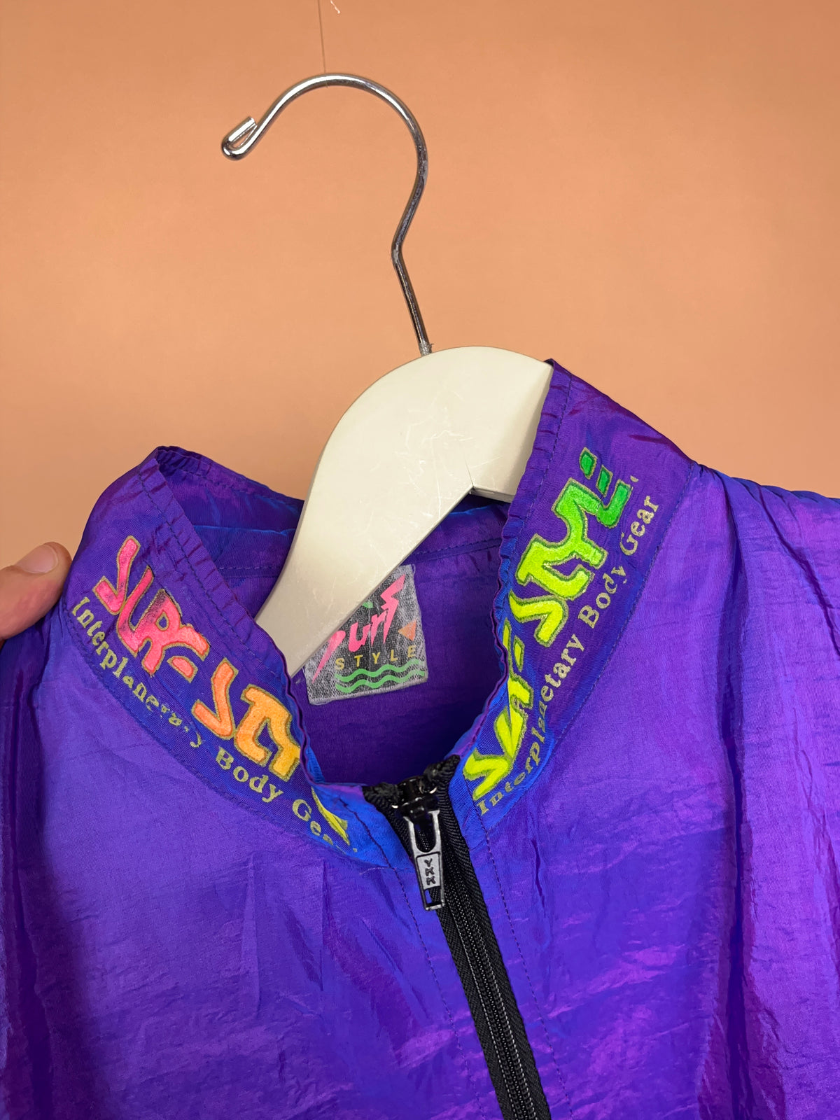 1980's Surf Style Interplanetary Body Gear Iridescent Purple Windbreaker - M