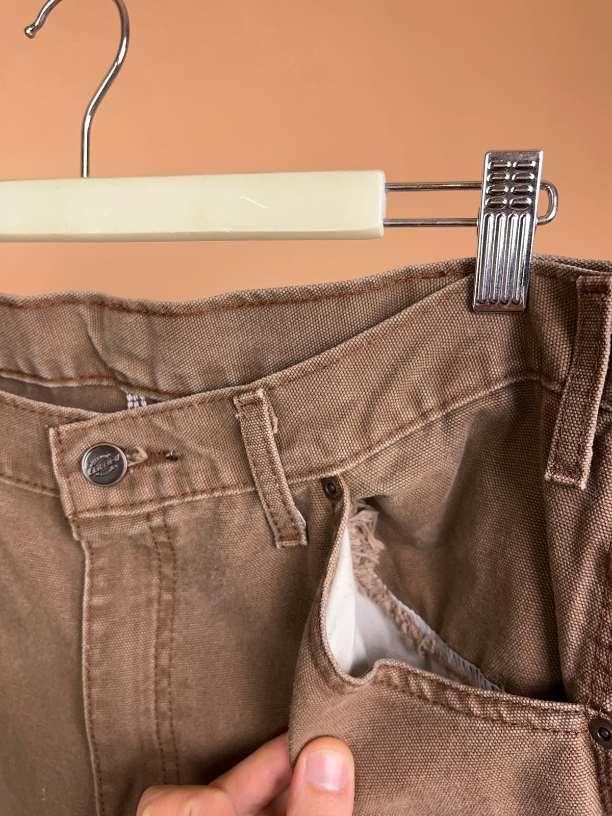 1990s Dickies Rinsed Timber Brown Cargo Carpenter Pants - 34" Mens