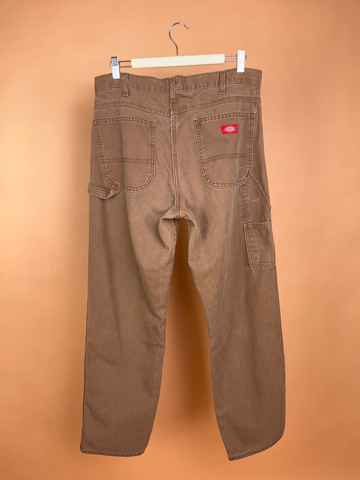1990s Dickies Rinsed Timber Brown Cargo Carpenter Pants - 34" Mens