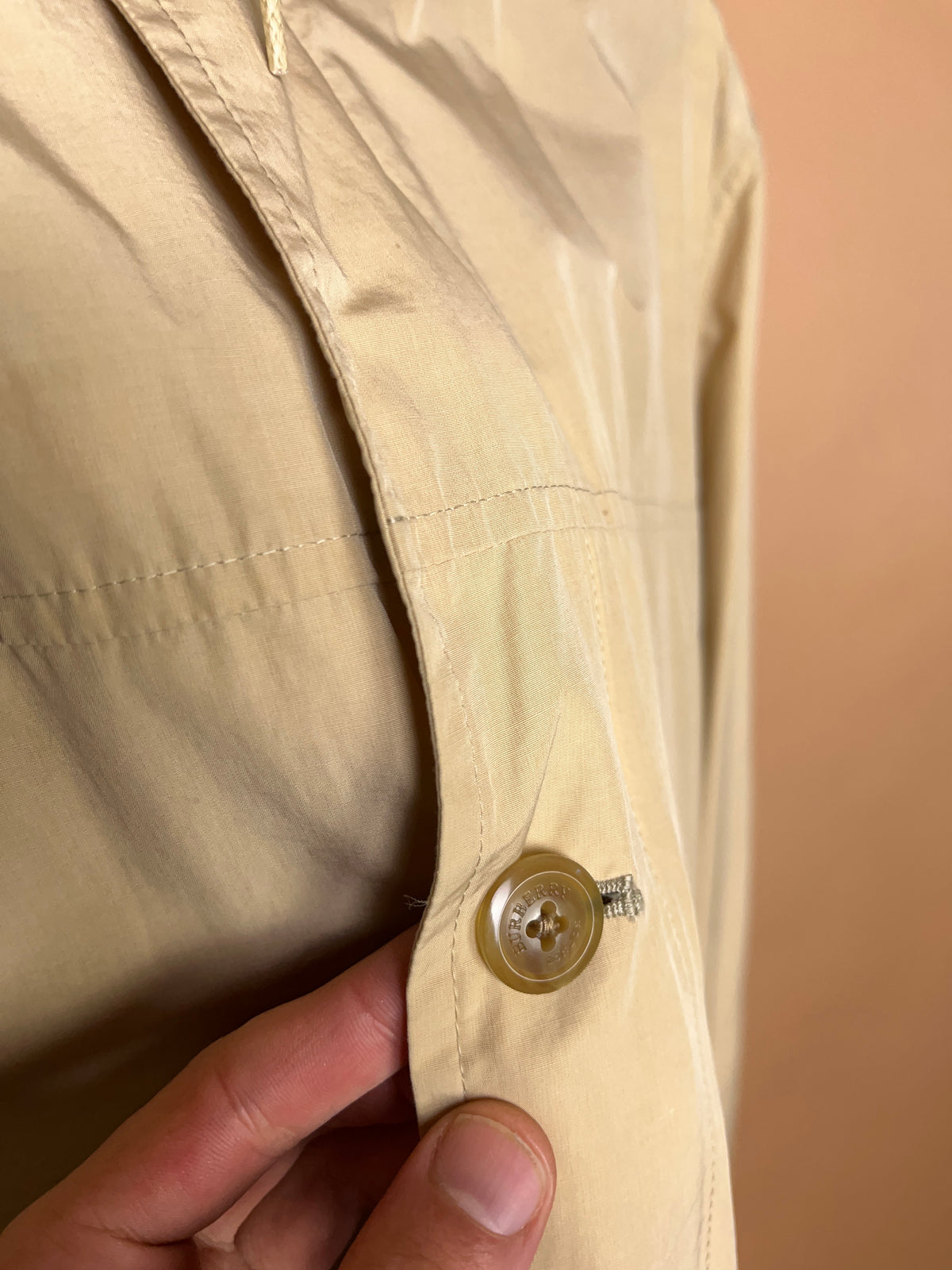 Y2K Burberry London beige coat with detachable hood, Nova check lining — Arkive Vintage