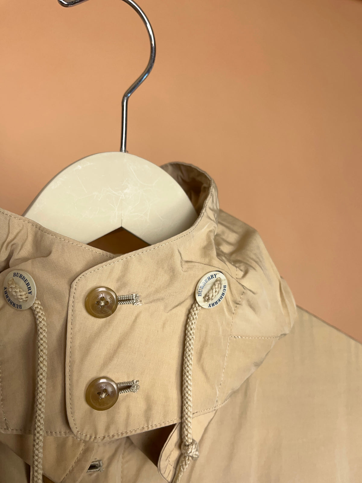 Y2K Burberry London beige coat with detachable hood, Nova check lining — Arkive Vintage