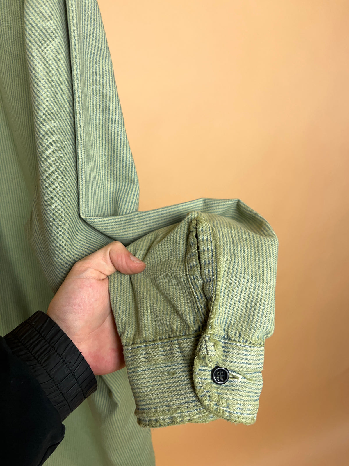 Vintage Five Brother Hickory Stripe Half-Zip Work Shirt Made In USA - L