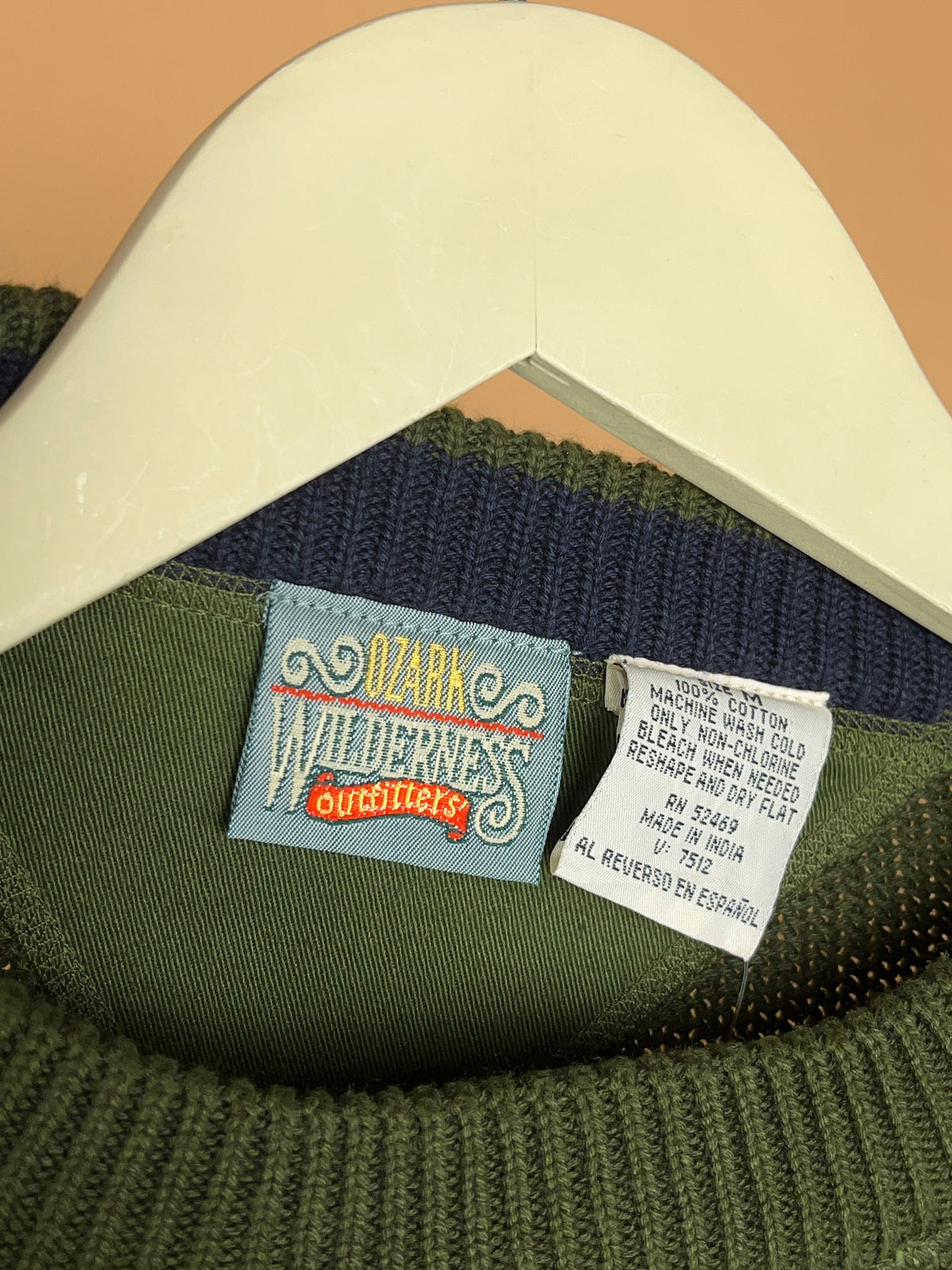 1990s Ozark Wilderness Outfitters Forest Green Cotton Knit Jumper Deadstock - L
