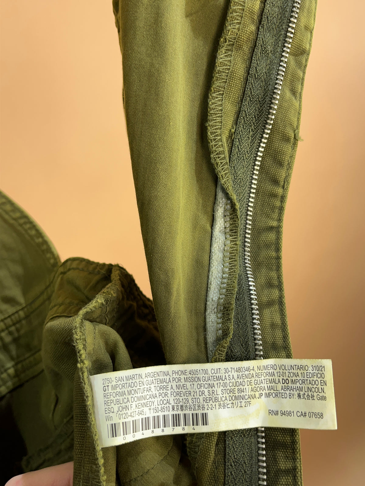 Y2K Olive Green Cargo Dungarees Wide Leg Military Style - 30"
