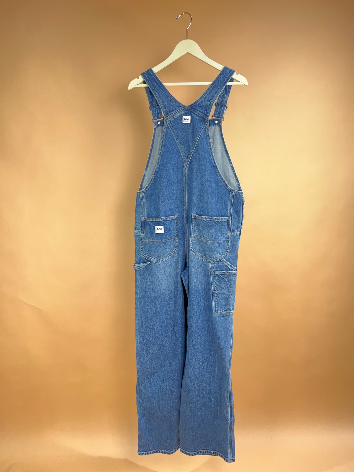 1990s Lee Mid Blue Denim Workwear Dungarees - 35"