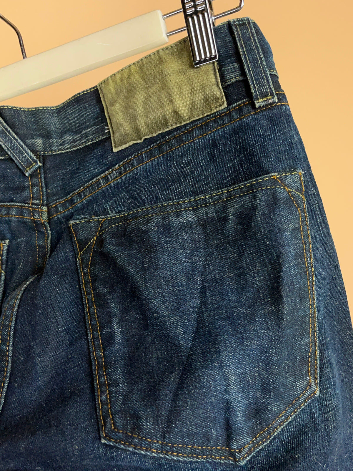 Y2K Loomstate organic dark wash denim jeans with five-pocket styling — Arkive Vintage