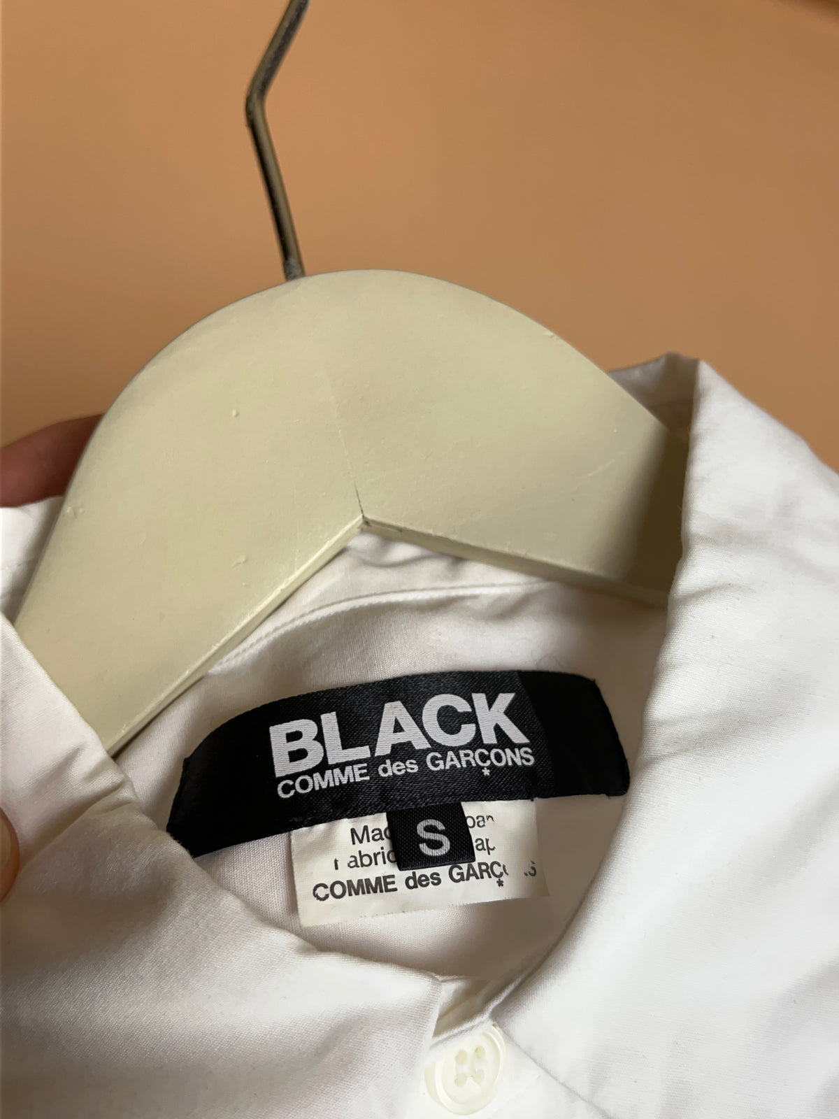BLACK Comme des Garçons white cotton shirt, Japan-exclusive diffusion line — Arkive Vintage