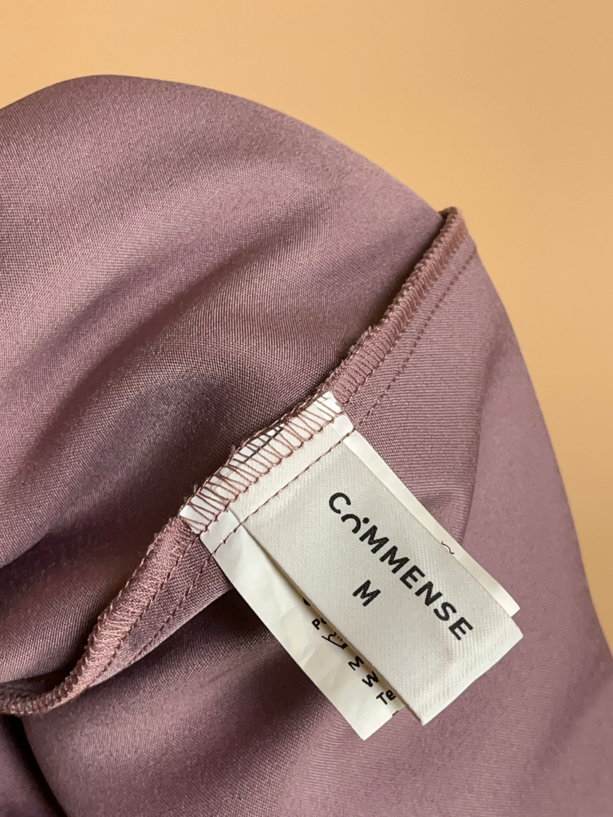 Commense mauve bias-cut satin slip dress with sheer mesh back panel — Arkive Vintage