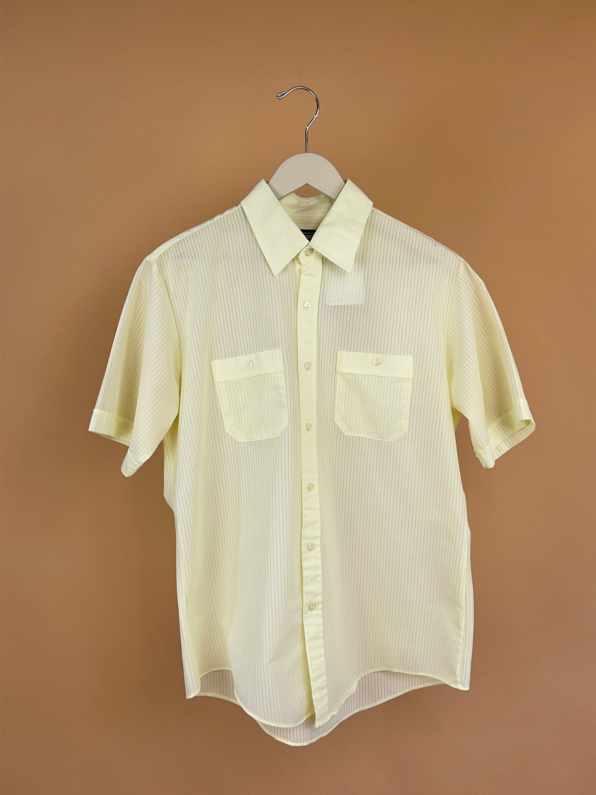 1960s Year Rounder Sheer Lemon Short Sleeve Shirt -L