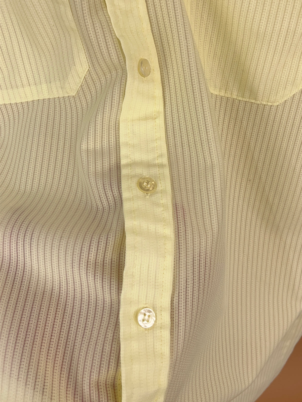 1960's Year Rounder sheer lemon shirt with pointed collar and chest pockets — Arkive Vintage