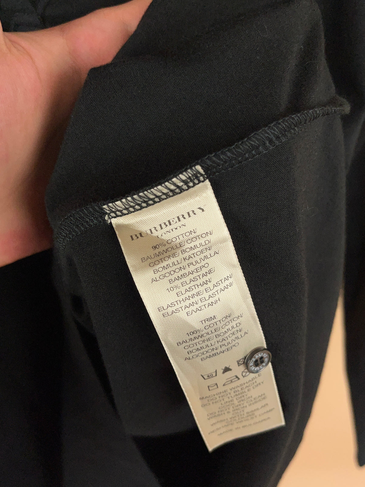 Y2K Burberry Brit black union top with Nova check shoulder panels — Arkive Vintage