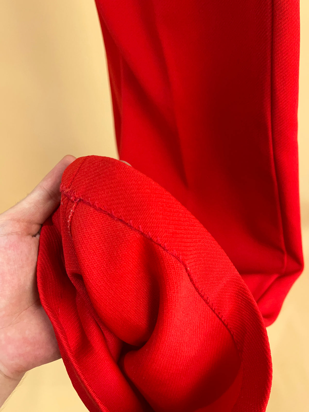 1970's red high waisted flare trousers — Arkive Vintage