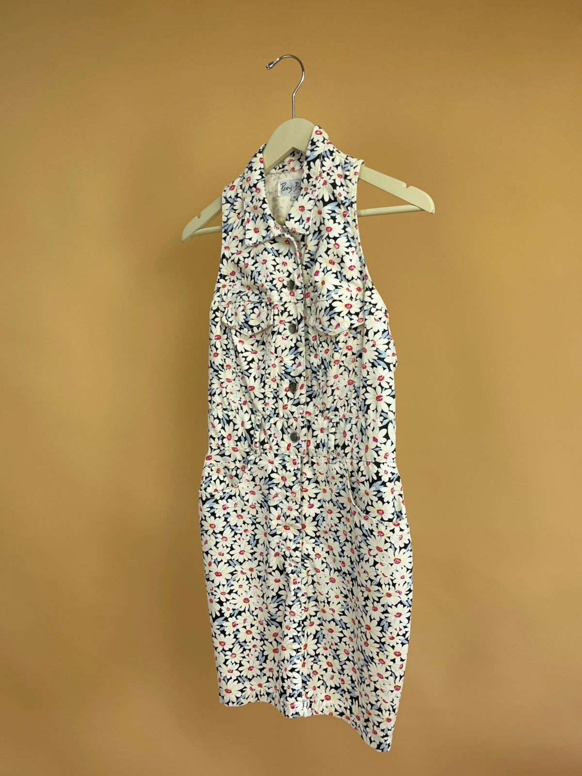 1990s Paris Blues Denim Floral Dress - 8