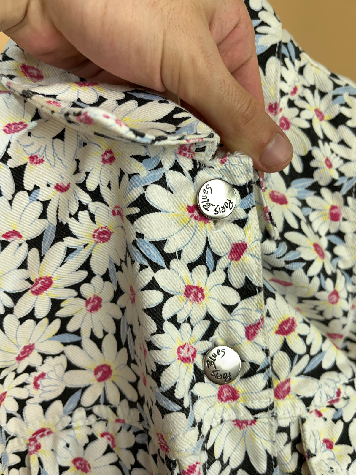 1990s Paris Blues Denim Floral Dress - 8