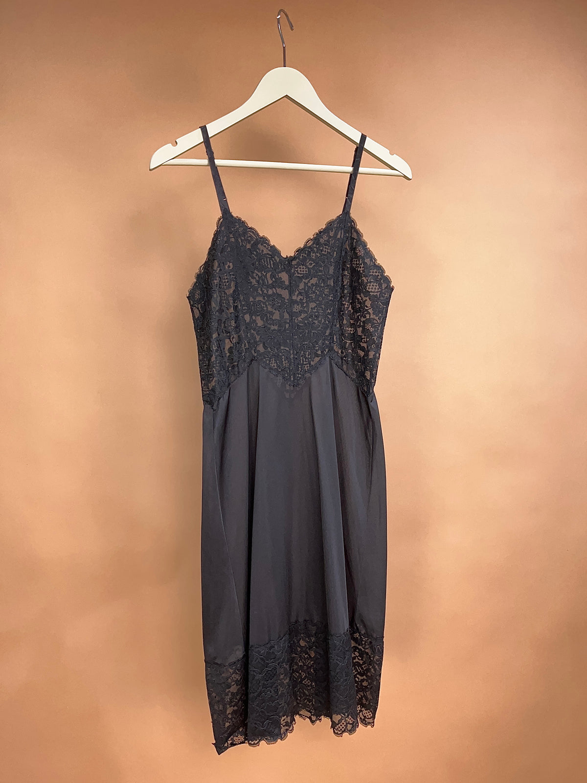1960's Vanity Affair Black Slip Dress size 34