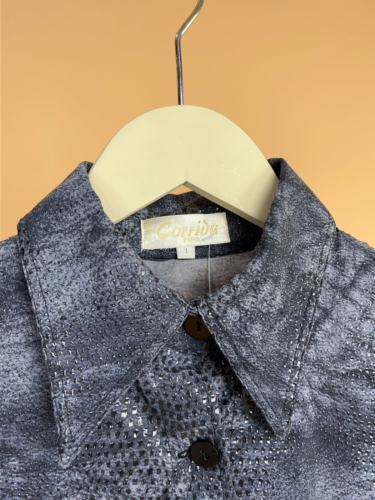 1990s Grey Faux Snakeskin Shirt - 8