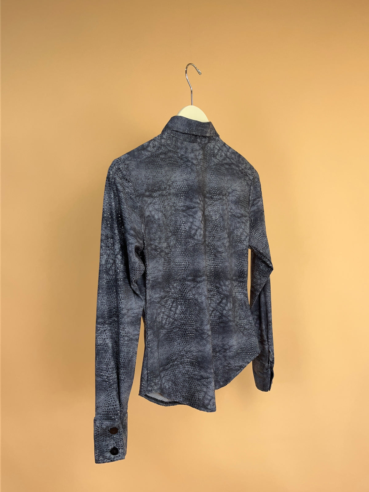 1990s Grey Faux Snakeskin Shirt - 8