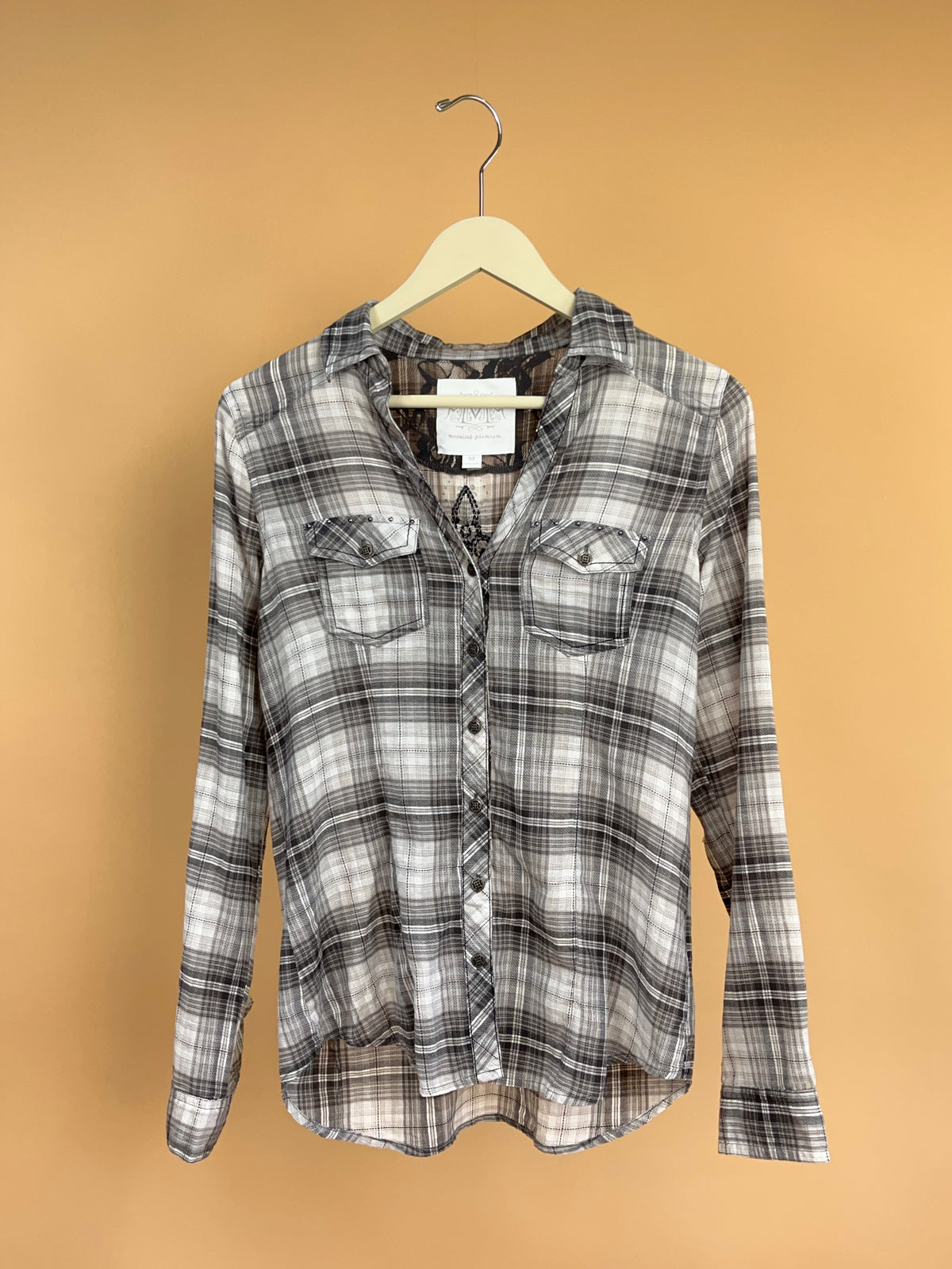 Y2K Ornate Cross Plaid Shirt - 10