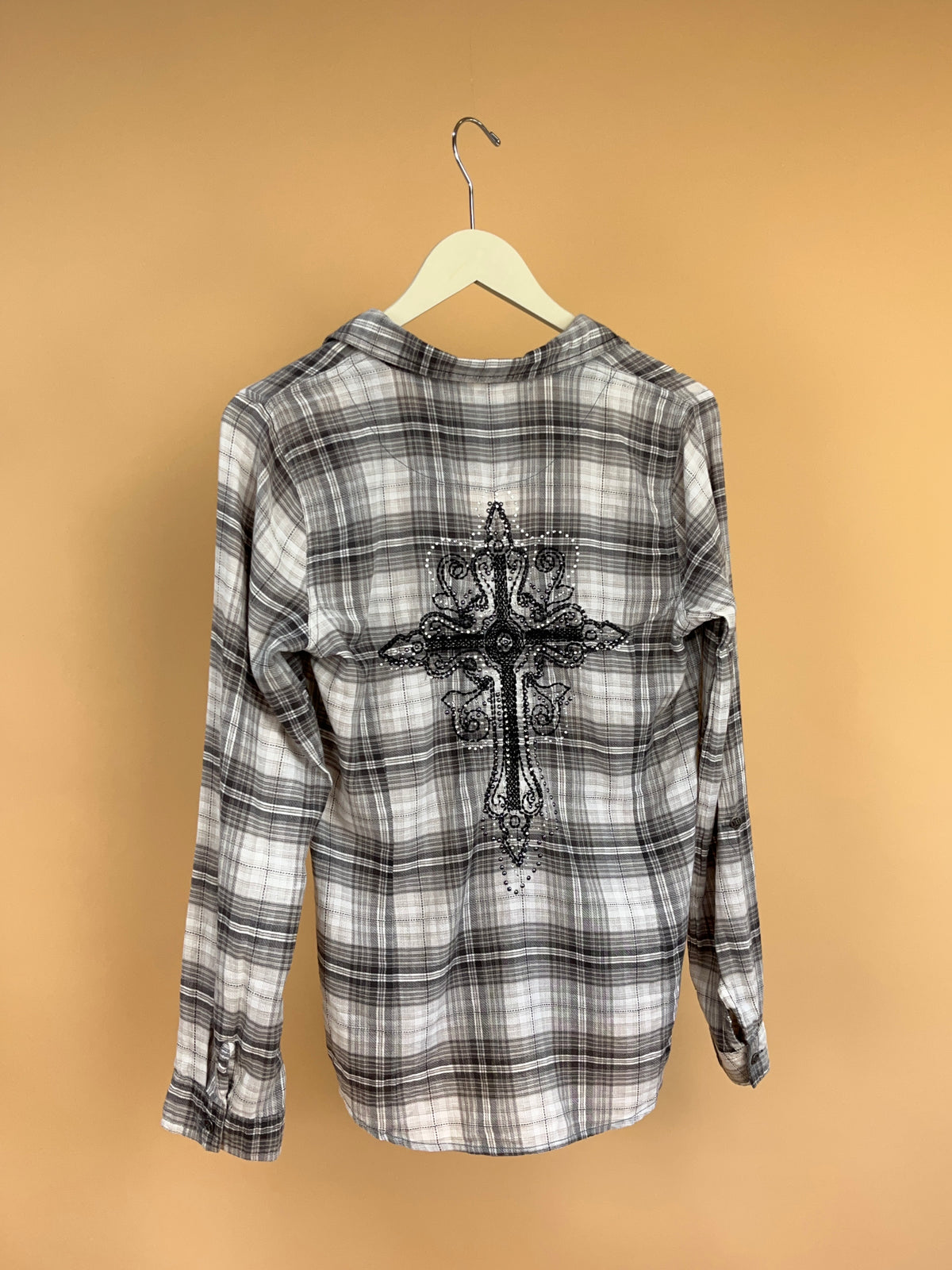 Y2K Ornate Cross Plaid Shirt - 10