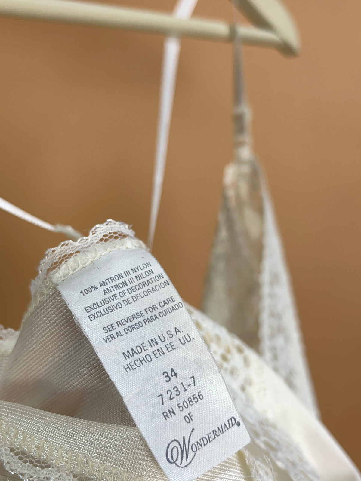 1970's Wondermaid Cream Babydoll Slip Dress size 34
