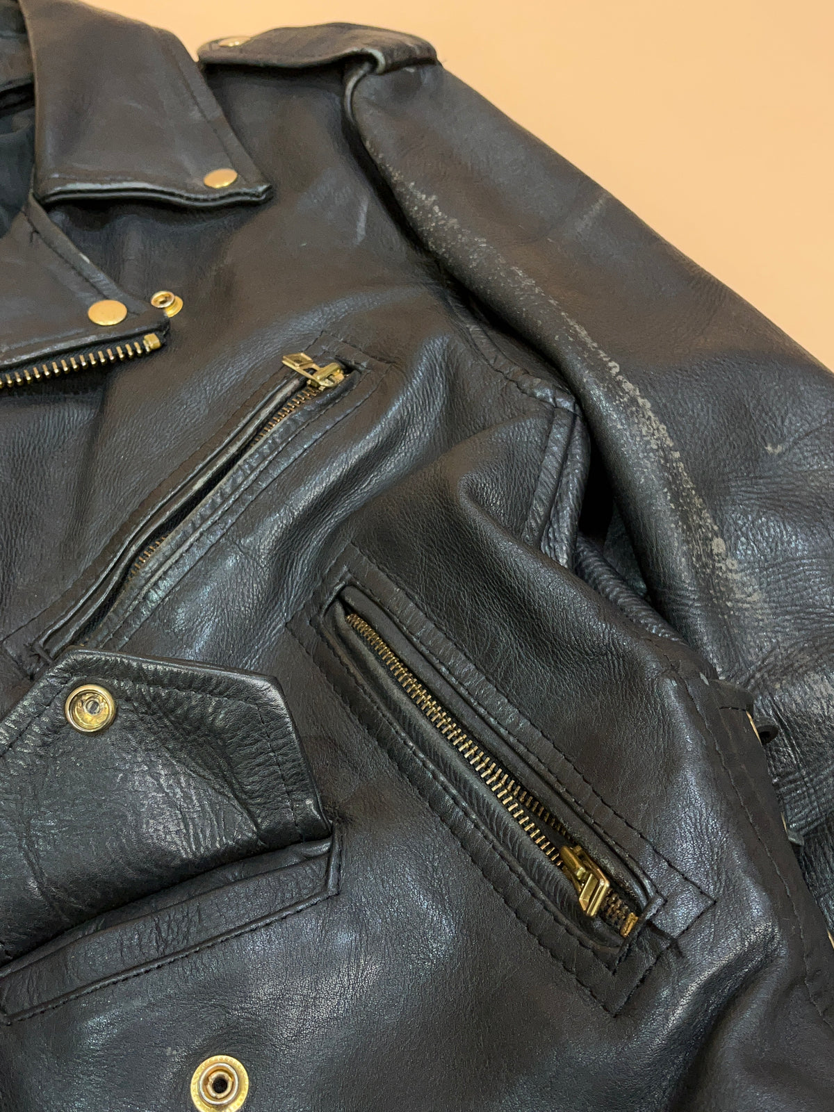 Vintage Black Leather Perfecto Biker Jacket