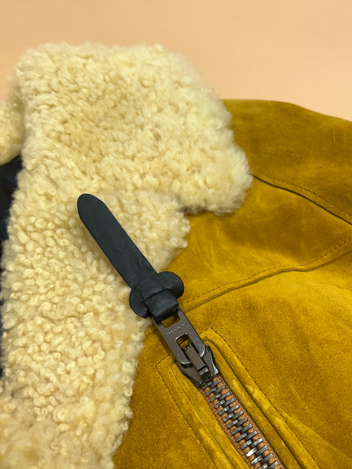 Y2K Coach New York Drifter Mustard Suede Shearling Coat - M