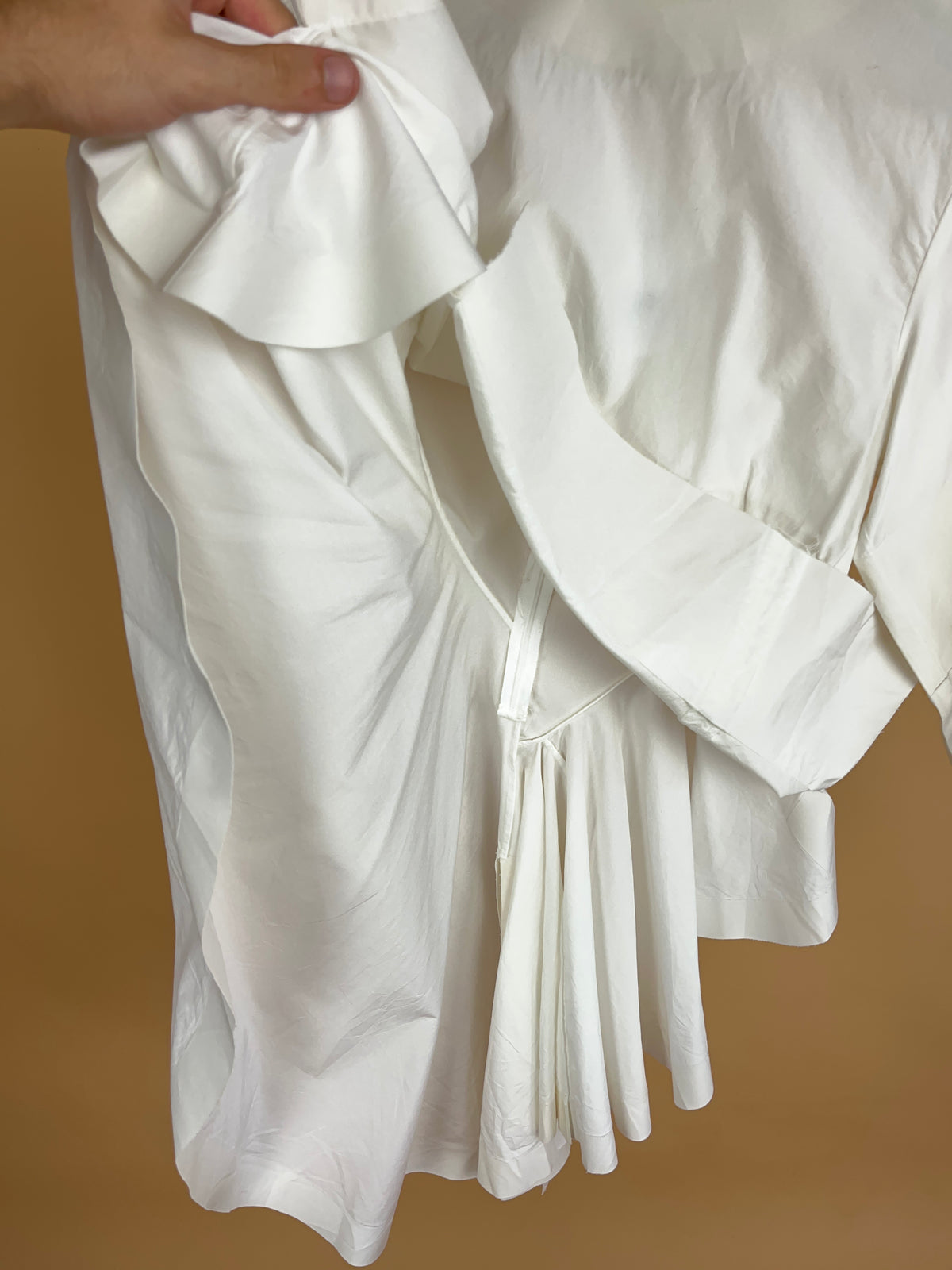 1990s Celine crisp cotton poplin tunic blouse with tuxedo peplum skirt — Arkive Vintage