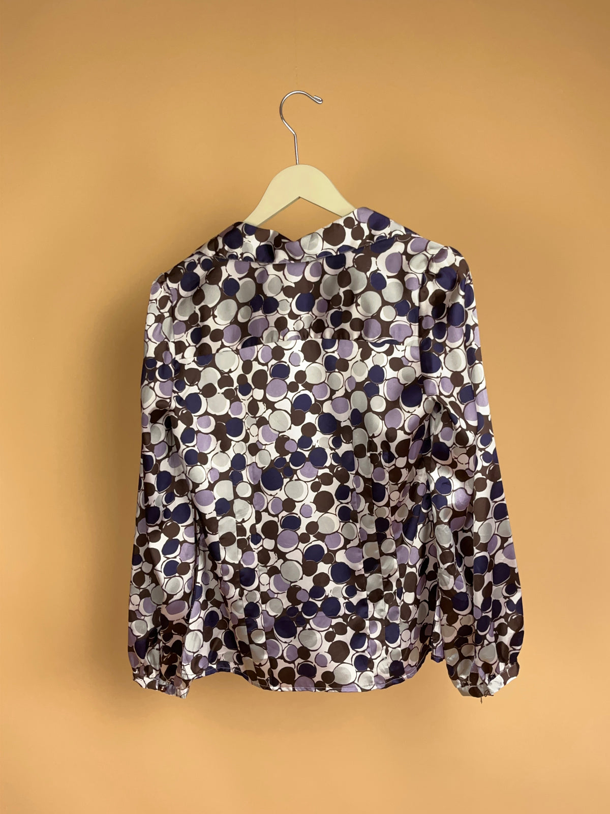 Brown and Lavender Abstract Circle Blouse - 12