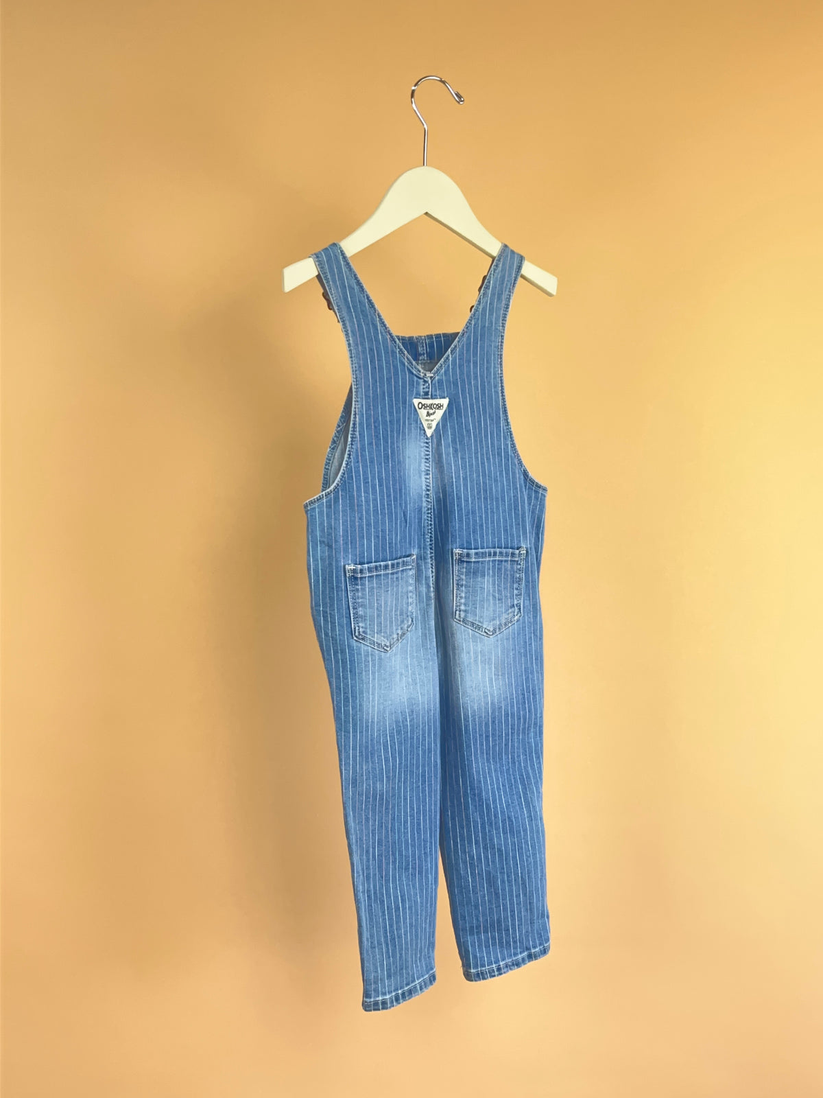 Y2K OshKosh Pastel Hickory Stripe Long Denim Dungarees -3Y