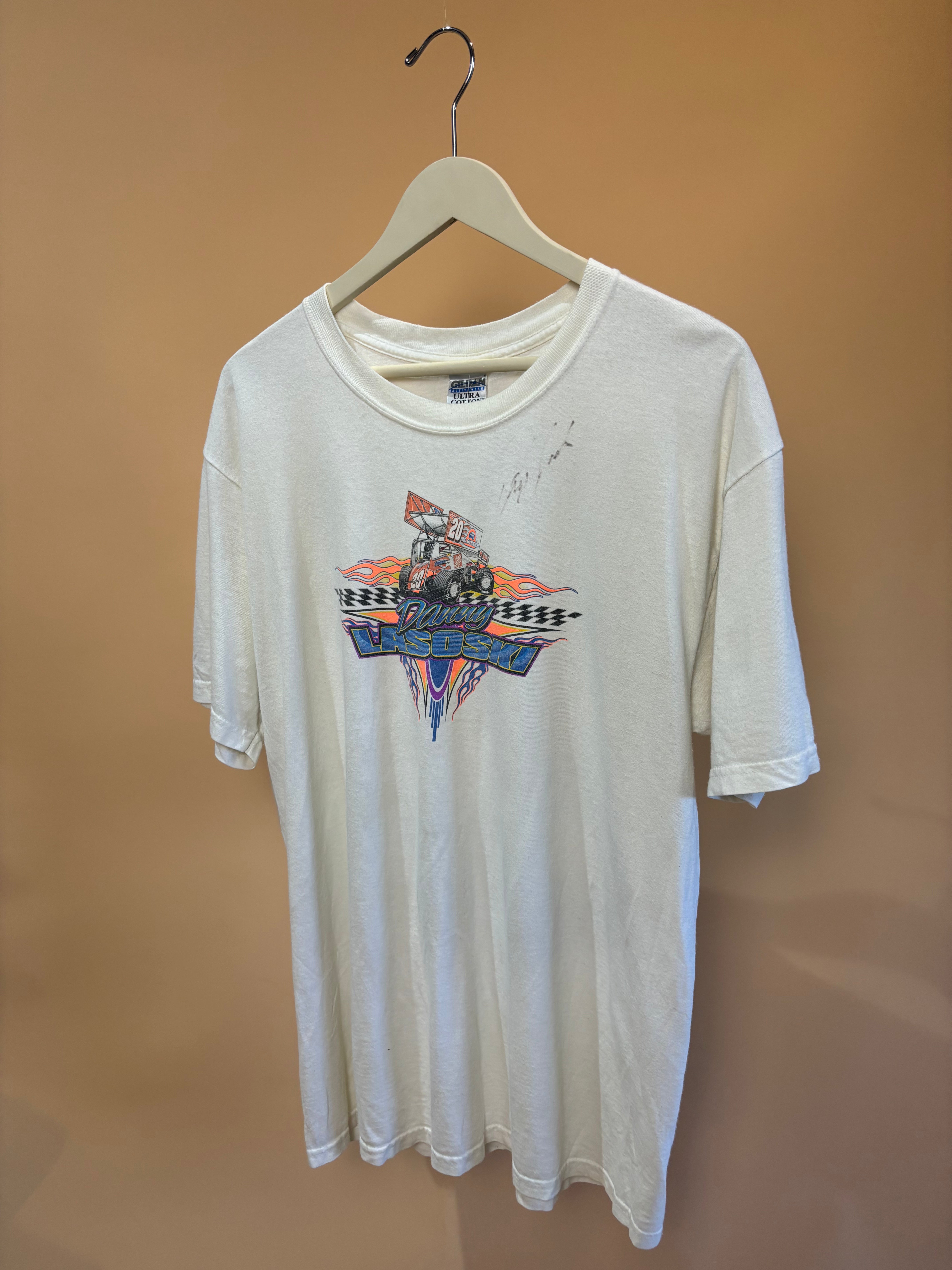 1990s Autographed Danny Lasoski Race Car T-Shirt - L