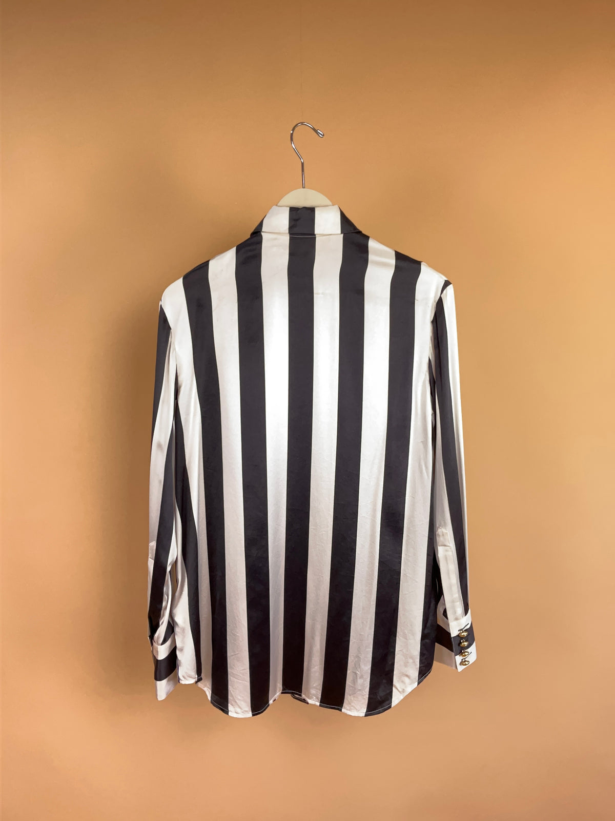 Balmain x H&M Silk Black & White Pinstripe Shirt