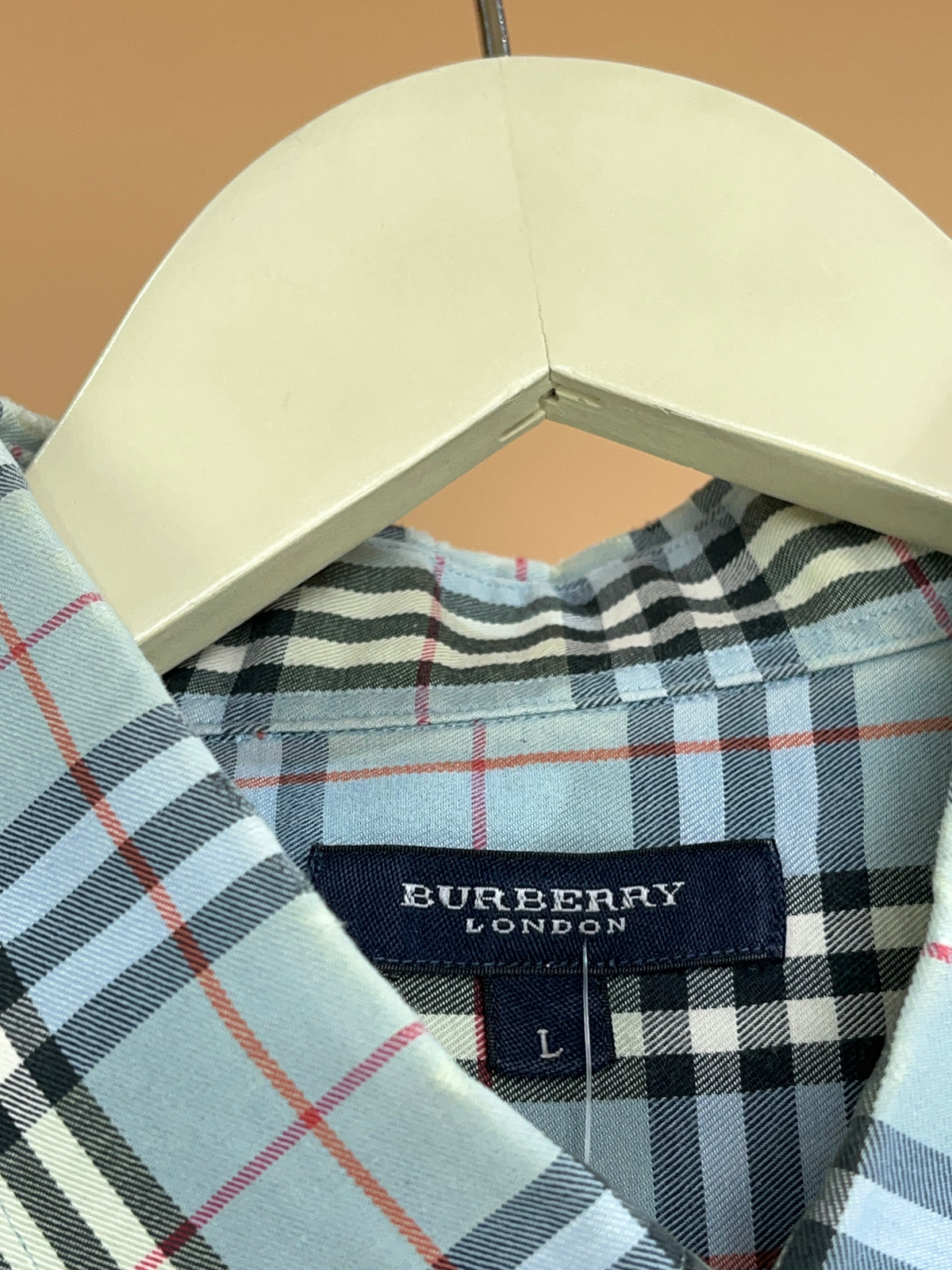 Y2K Burberry light blue Nova check cotton short sleeve shirt, relaxed fit — Arkive Vintage
