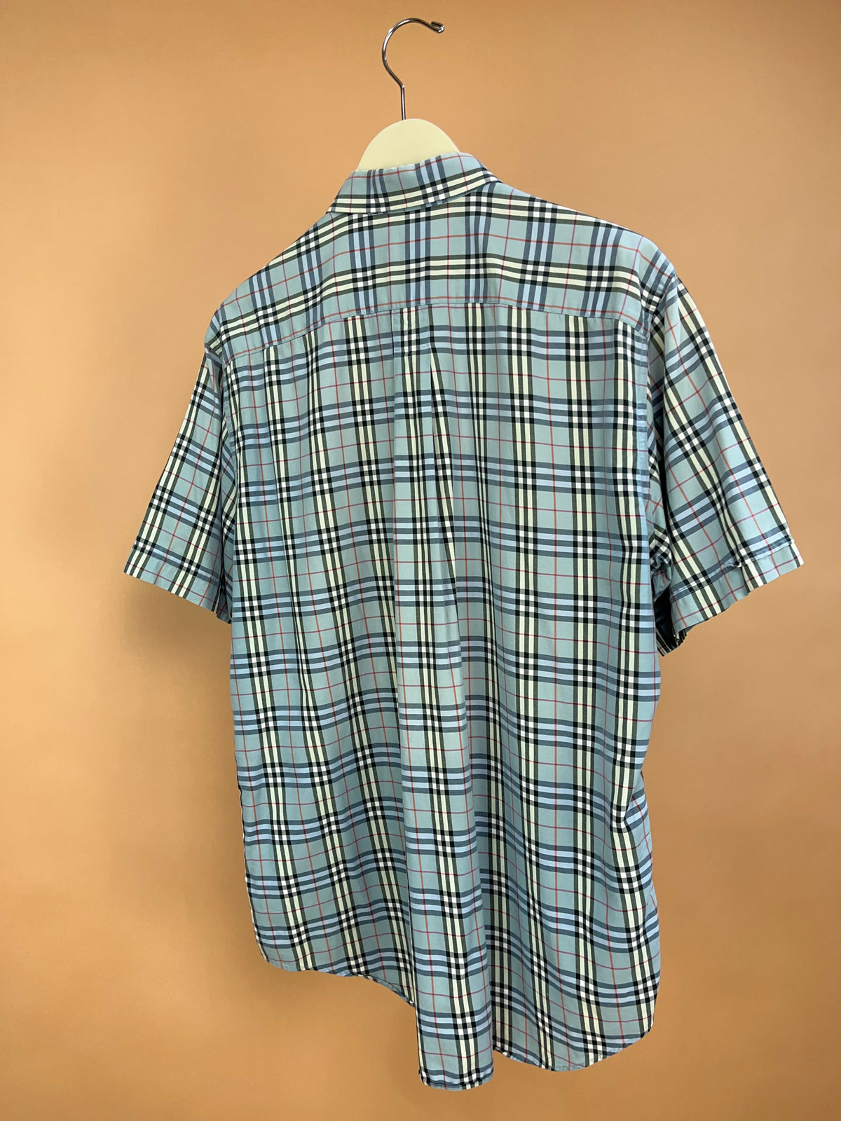 Y2K Burberry light blue Nova check cotton short sleeve shirt, relaxed fit — Arkive Vintage